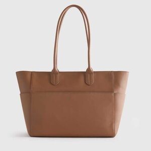 NWT QUINCE Italian Leather Shopper Tote Cognac 9190